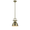 Duncan Mini Pendant with Rod in Aged Brass with Aged Brass Shade Ceiling Golden Lighting 