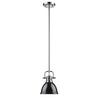 Duncan Mini Pendant with Rod in Chrome with a Black Shade Ceiling Golden Lighting 