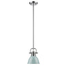 Duncan Mini Pendant with Rod in Chrome with a Seafoam Shade Ceiling Golden Lighting 