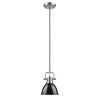 Duncan Mini Pendant with Rod in Pewter with a Black Shade Ceiling Golden Lighting 