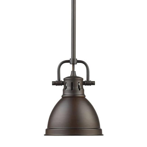 Duncan Mini Pendant with Rod in Rubbed Bronze with Rubbed Bronze Shade