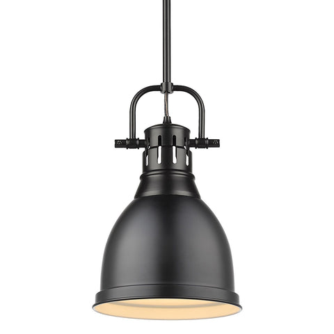 Duncan 9"w Small Black Rod Pendant with Black Shade Ceiling Golden Lighting 