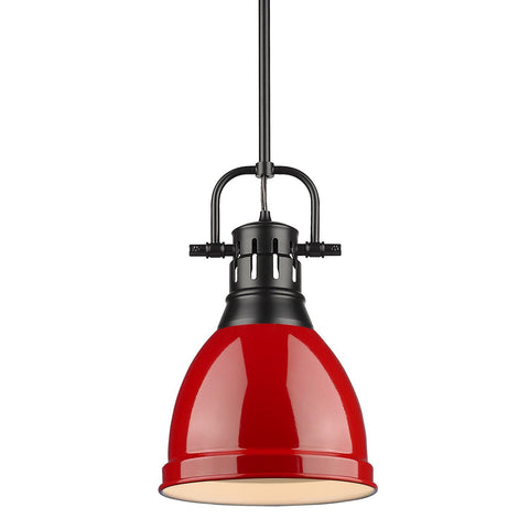 Duncan 9"w Black Mini Pendant with Red Shade Ceiling Golden Lighting 