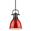 Duncan 9"w Black Mini Pendant with Red Shade Ceiling Golden Lighting 