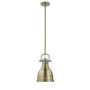 Duncan Small Pendant with Rod in Aged Brass with Aged Brass Shade Ceiling Golden Lighting 