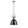 Duncan Small Pendant with Rod in Chrome with a Black Shade Ceiling Golden Lighting 