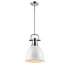 Duncan Small Pendant with Rod in Chrome with a White Shade Ceiling Golden Lighting 