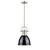 Duncan Small Pendant with Rod in Pewter with a Black Shade Ceiling Golden Lighting 