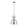 Duncan Small Pendant with Rod in Pewter with a Pewter Shade Ceiling Golden Lighting 