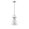 Duncan Small Pendant with Rod in Pewter with a White Shade Ceiling Golden Lighting 