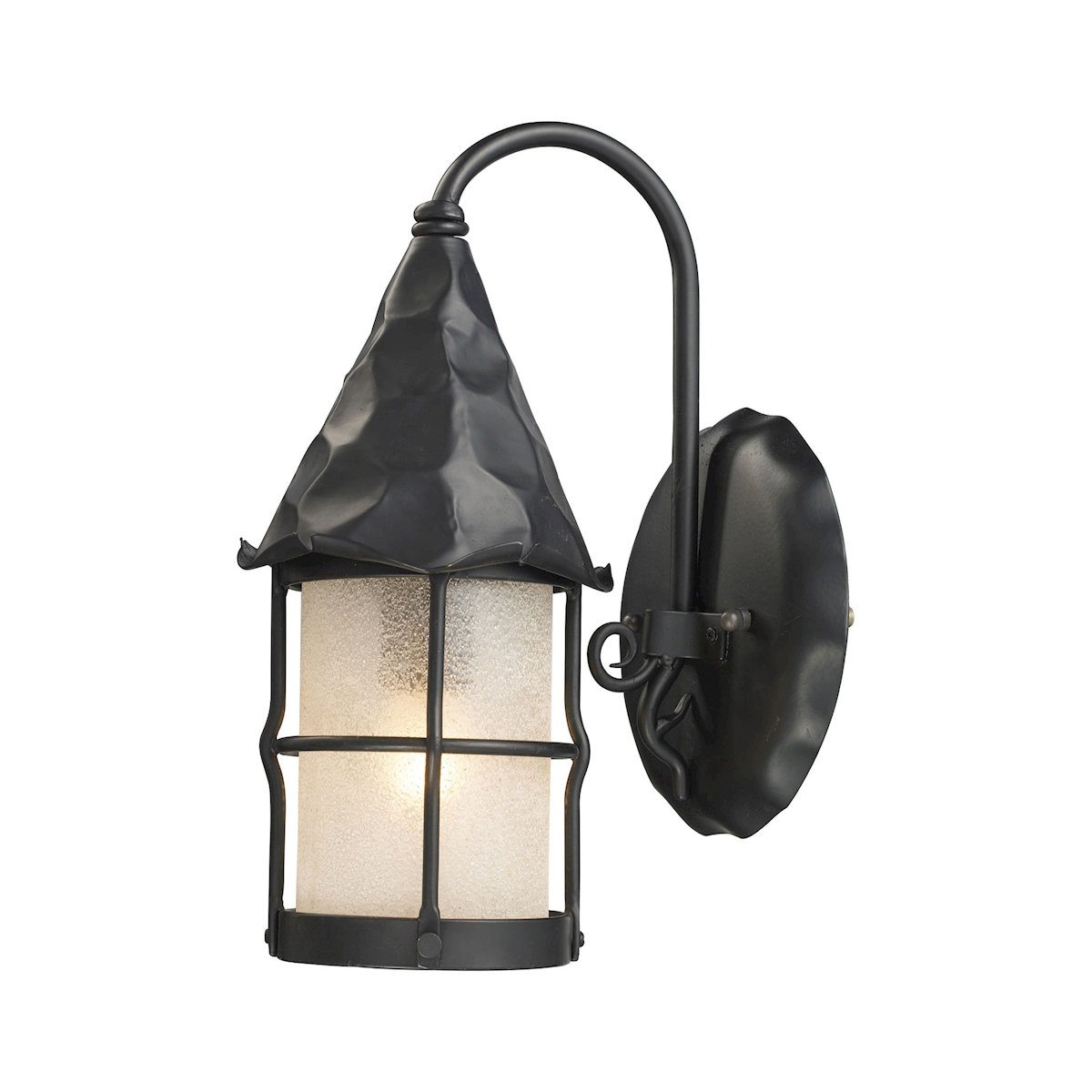 Rustica 1 Light Wall Sconce In Matte Black And Scavo Glass Outdoor Wall Elk Lighting 