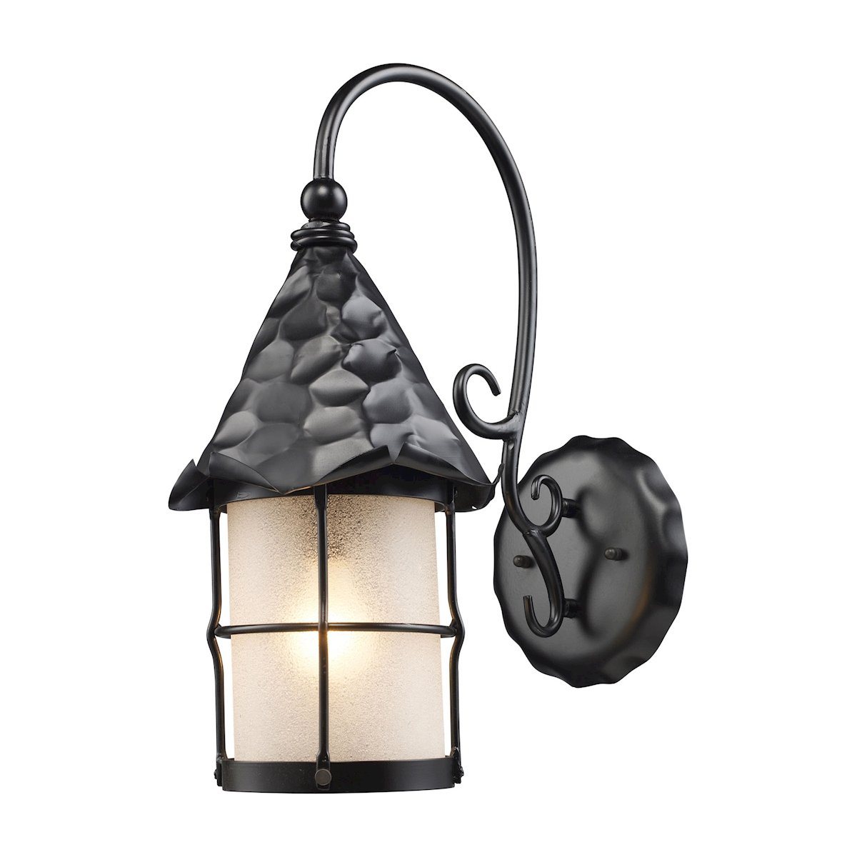 Rustica 1 Light Outdoor Wall Sconce In Matte Black And Scavo Glass Outdoor Wall Elk Lighting 