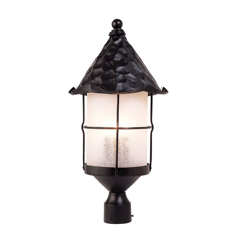 Rustica 3 Light Outdoor Post Lamp In Matte Black And Scavo Glass Outdoor Post Elk Lighting 