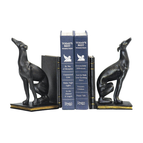 Greyhound Bookends In Black With Gold Accents - Pair ACCESSORIES Sterling 