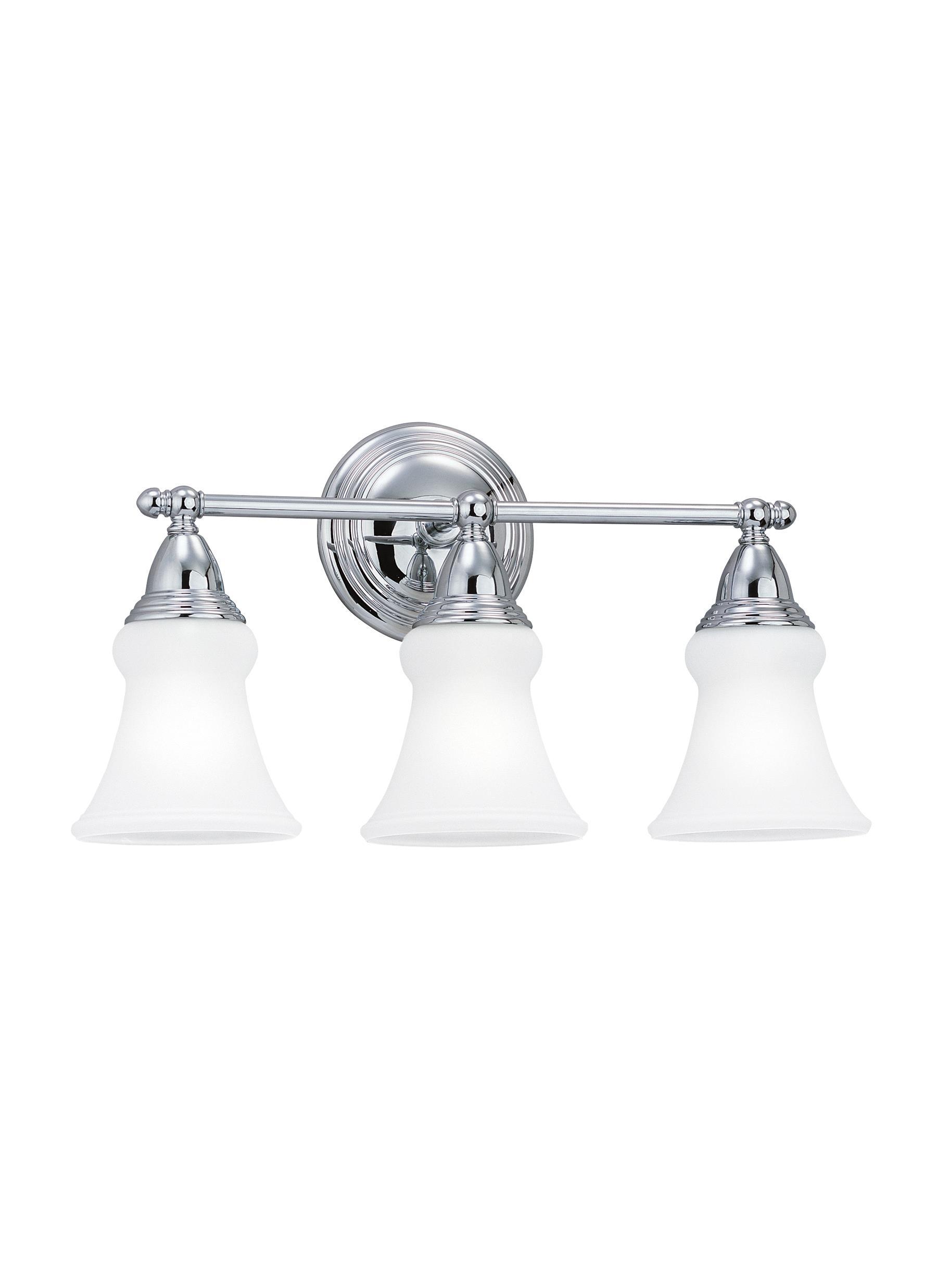 Sagemore Three Light Bath Vanity LED Fixture - Chrome Wall Sea Gull Lighting 