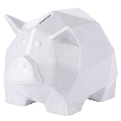 Origami Zoo Pig Statue - White