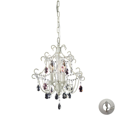 Elise 3 Light Chandelier In Antique White - Includes Recessed Lighting Kit Ceiling Elk Lighting 