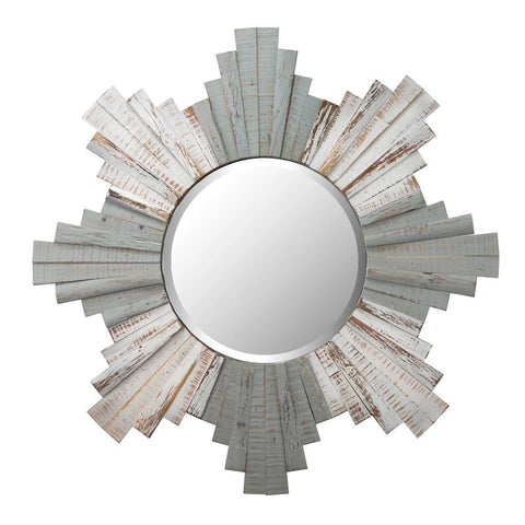 Sunburst 32" Framed Beveled Wood Mirror - Grey/Whitewash Mirrors Varaluz 