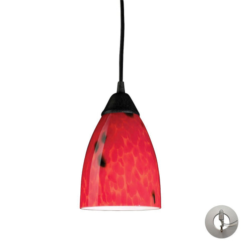 Classico Pendant In Dark Rust And Fire Red Glass - Includes Recessed Lighting Kit Ceiling Elk Lighting 