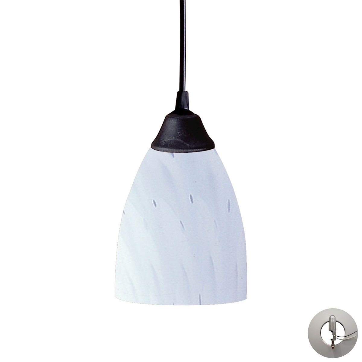 Classico Pendant In Dark Rust And Simply White Glass - Includes Recessed Lighting Kit Ceiling Elk Lighting 