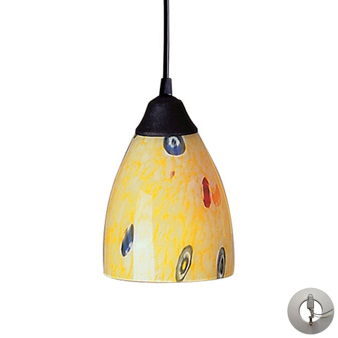 Classico Pendant In Dark Rust And Yellow Blaze Glass - Includes Recessed Lighting Kit Ceiling Elk Lighting 