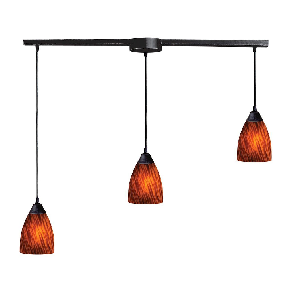 Classico 3 Light Pendant In Dark Rust And Espresso Glass Ceiling Elk Lighting 