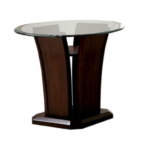 Lolan Flared Glass Top End Table Dark Cherry Furniture Enitial Lab 