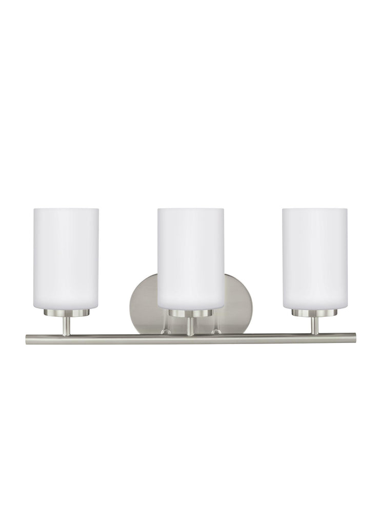 Oslo Three Light Bath Vanity Fixture - Brushed Nickel Wall Sea Gull Lighting 