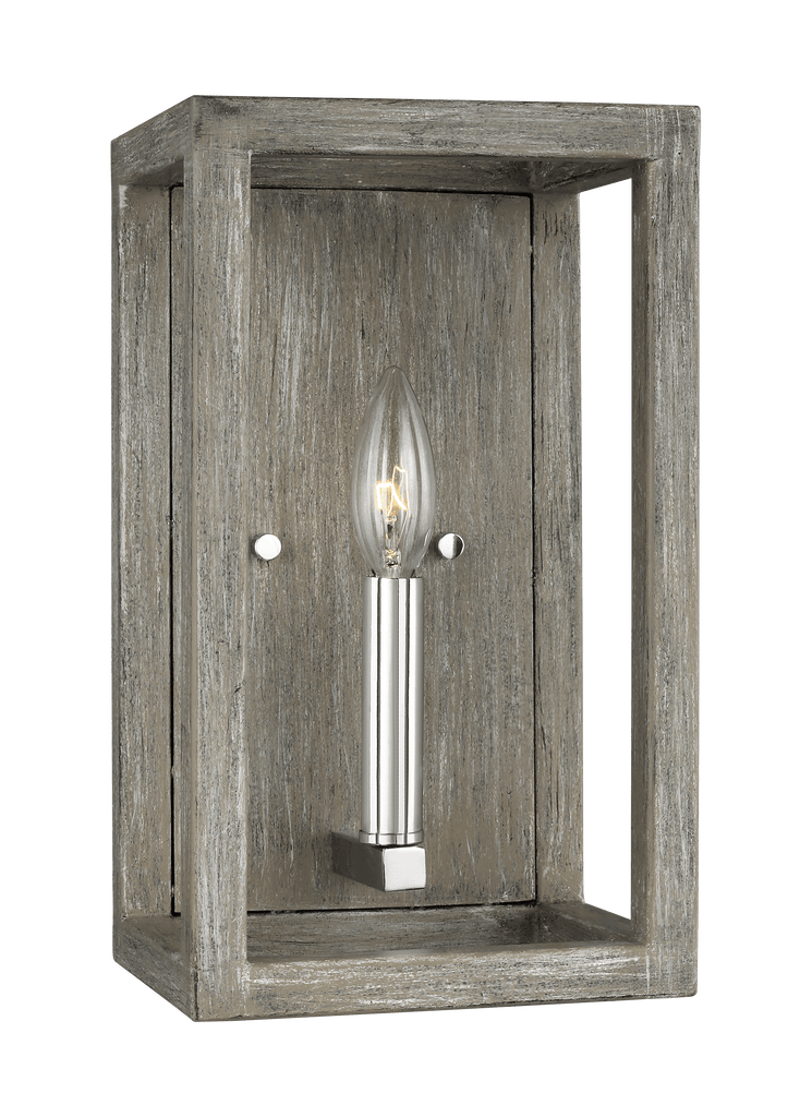 Moffet Street One Light Wall Sconce - Washed Pine / Chrome Wall Sea Gull Lighting 