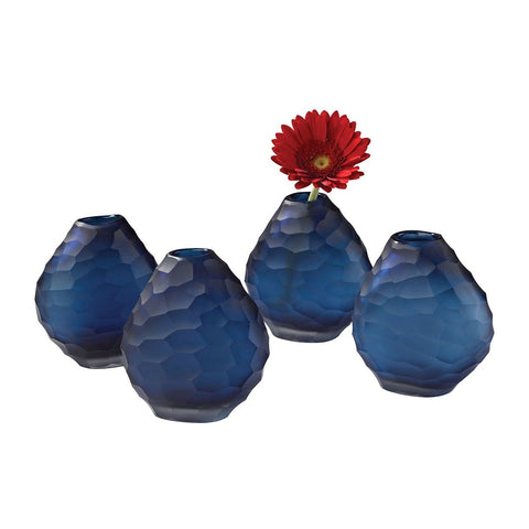 Cut Pebble Vases In Blue - Set of 4 Accessories Dimond Home 