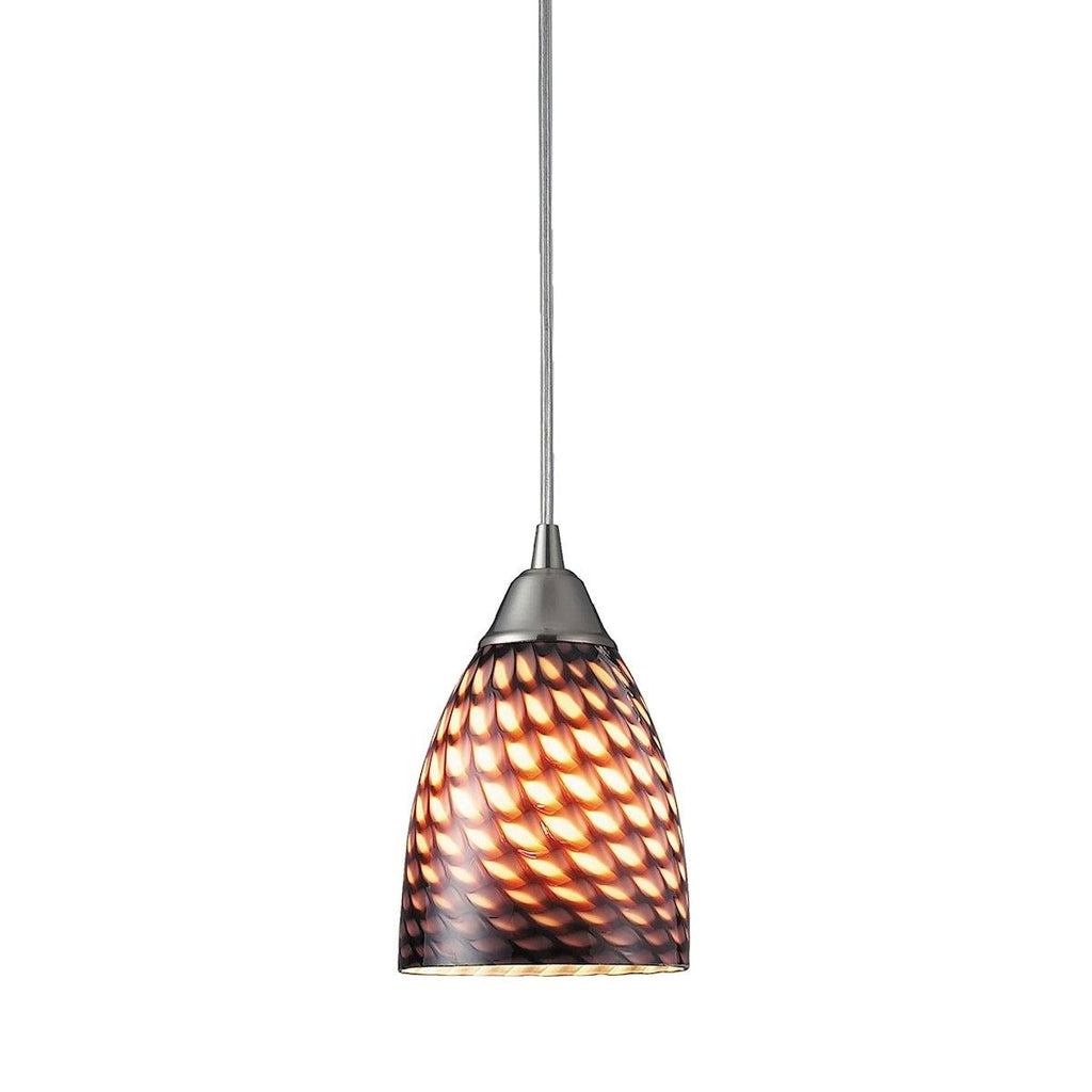 Arco Baleno 1 Light LED Pendant In Satin Nickel And Coco Glass Ceiling Elk Lighting 