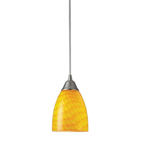 Arco Baleno 1 Light Pendant In Satin Nickel And Canary Glass Ceiling Elk Lighting 