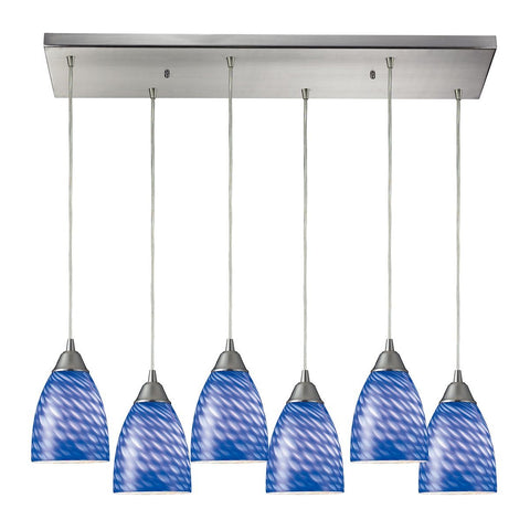 Arco Baleno 6 Light Pendant In Satin Nickel Ceiling Elk Lighting 