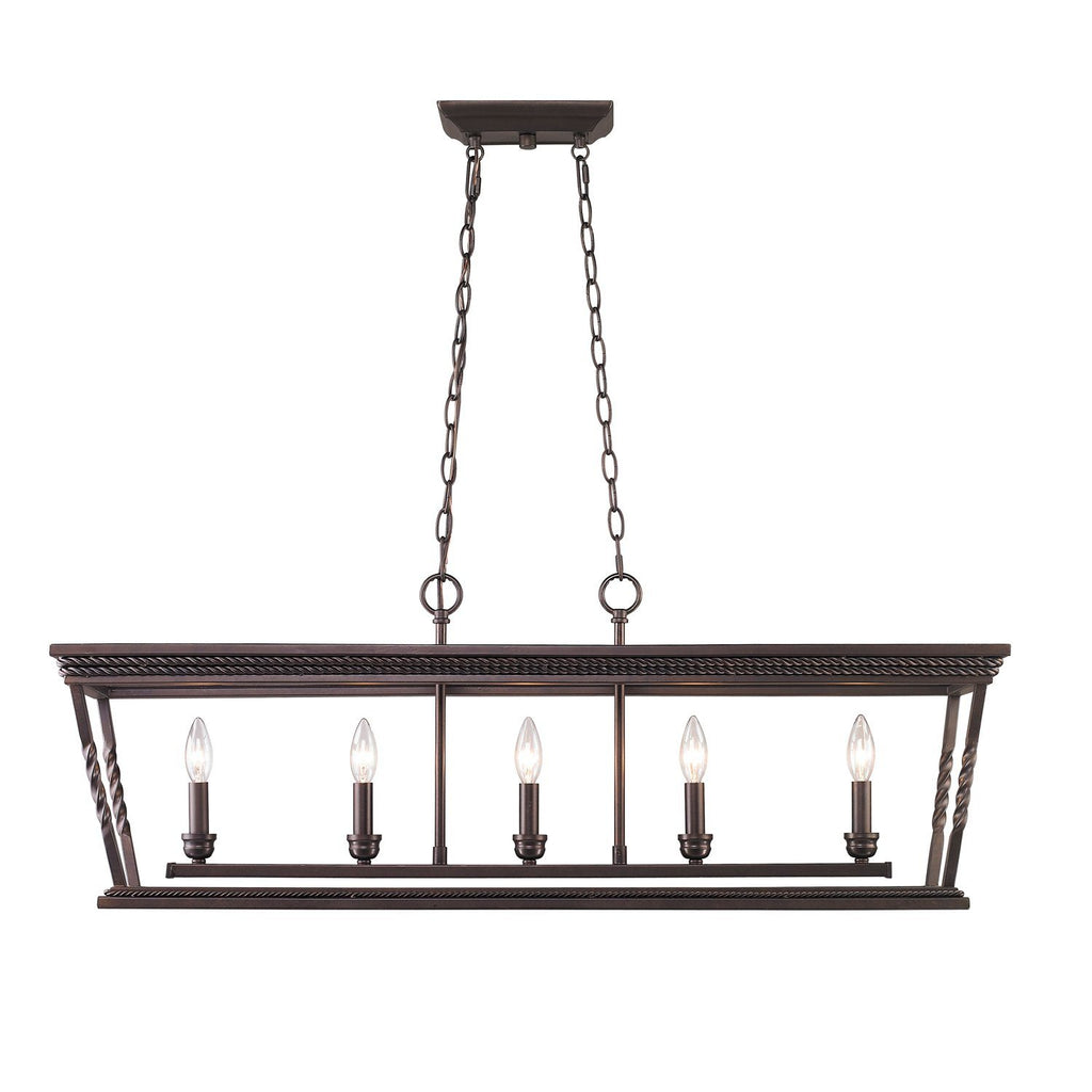 Davenport 5 Light Linear Pendant in Etruscan Bronze Ceiling Golden Lighting 