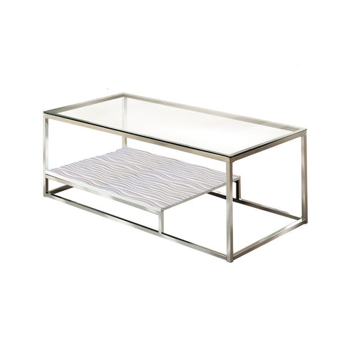 Kepir Modern Metal Coffee Table Chrome & White Furniture Enitial Lab 