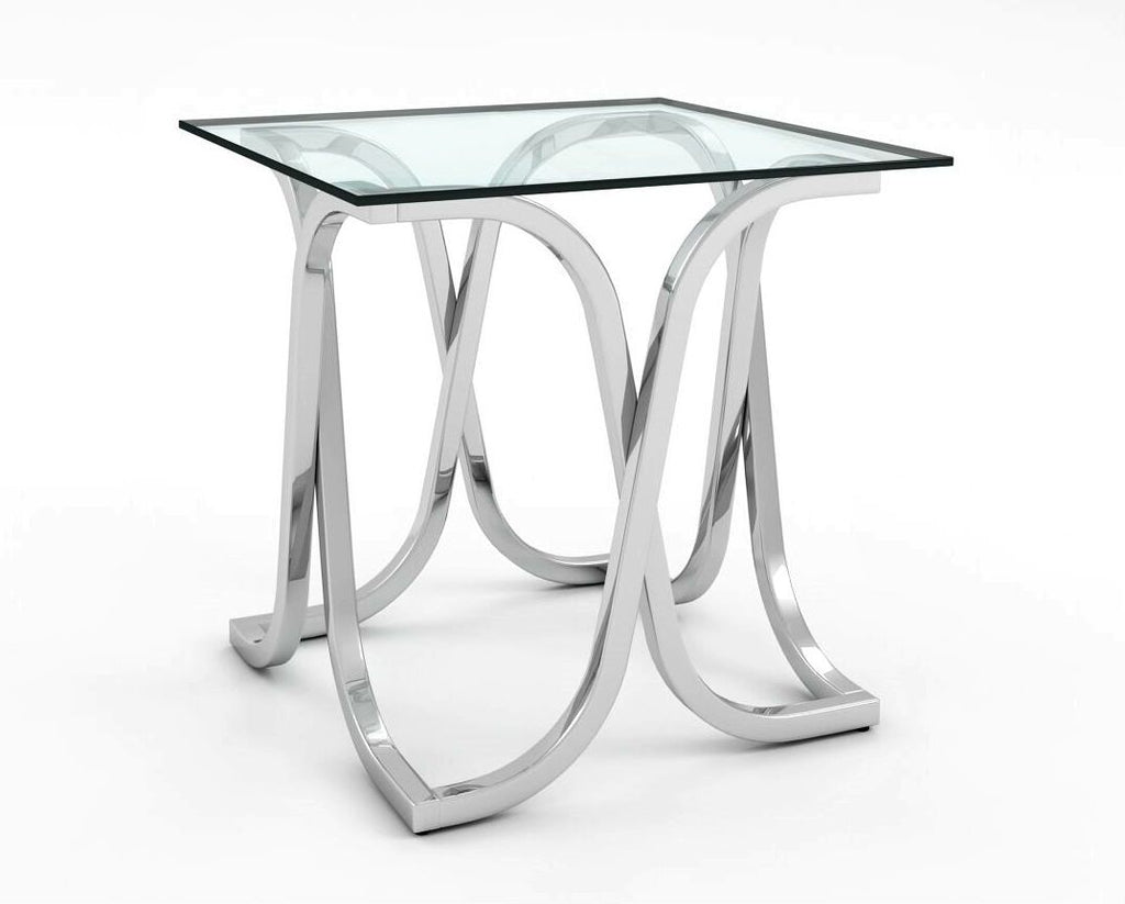 Loreane Glass Top End Table Chrome Furniture Enitial Lab 