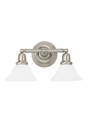 Sussex Two Light Bath Vanity LED Fixture - Brushed Nickel Wall Sea Gull Lighting 