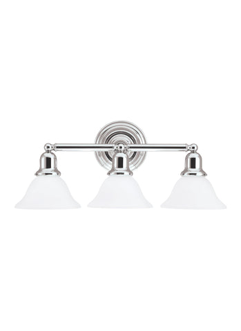 Sussex Three Light Bath Vanity LED Fixture - Chrome Wall Sea Gull Lighting 