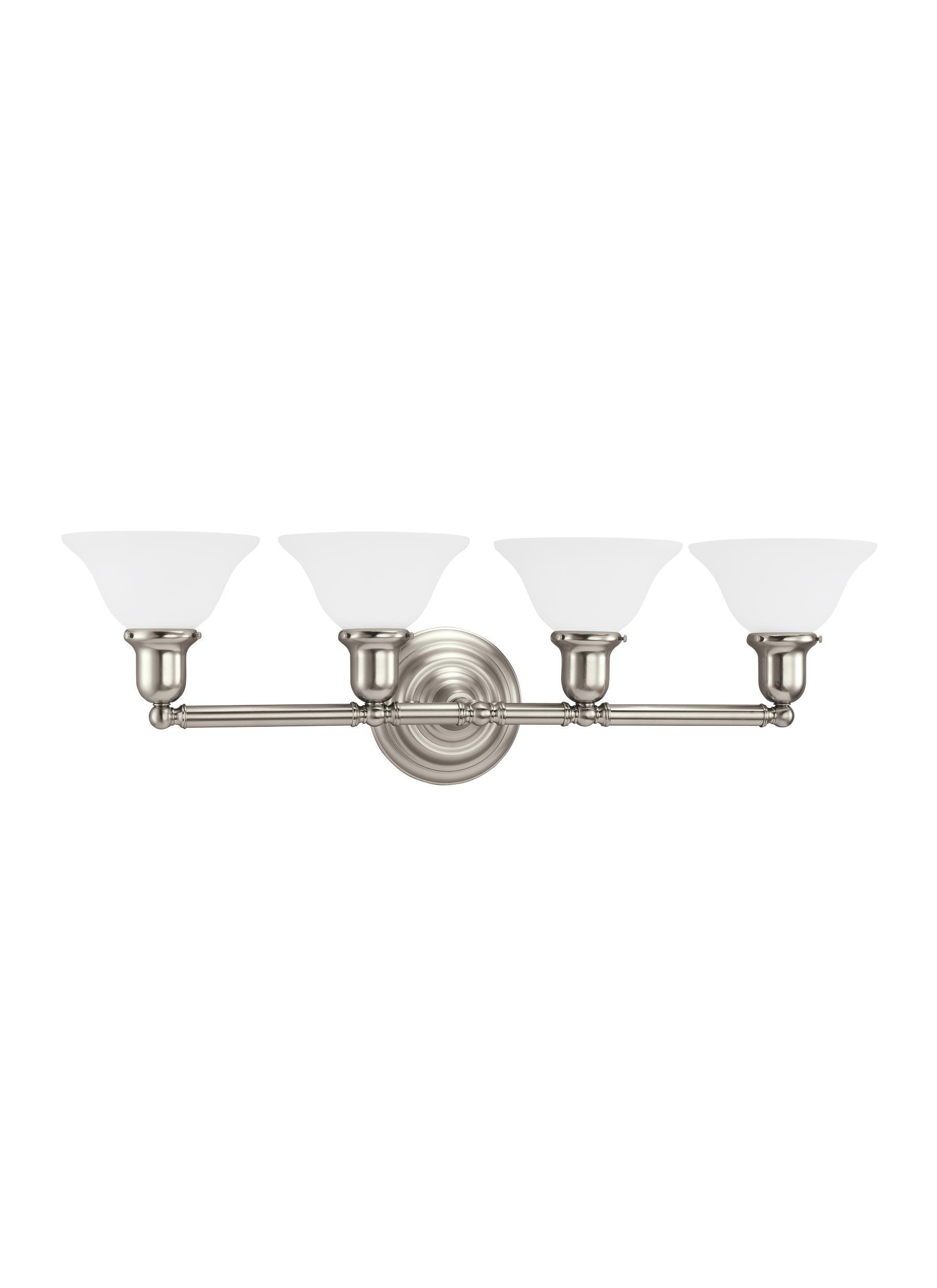 Sussex Four Light Bath Vanity LED Fixture - Brushed Nickel Wall Sea Gull Lighting 