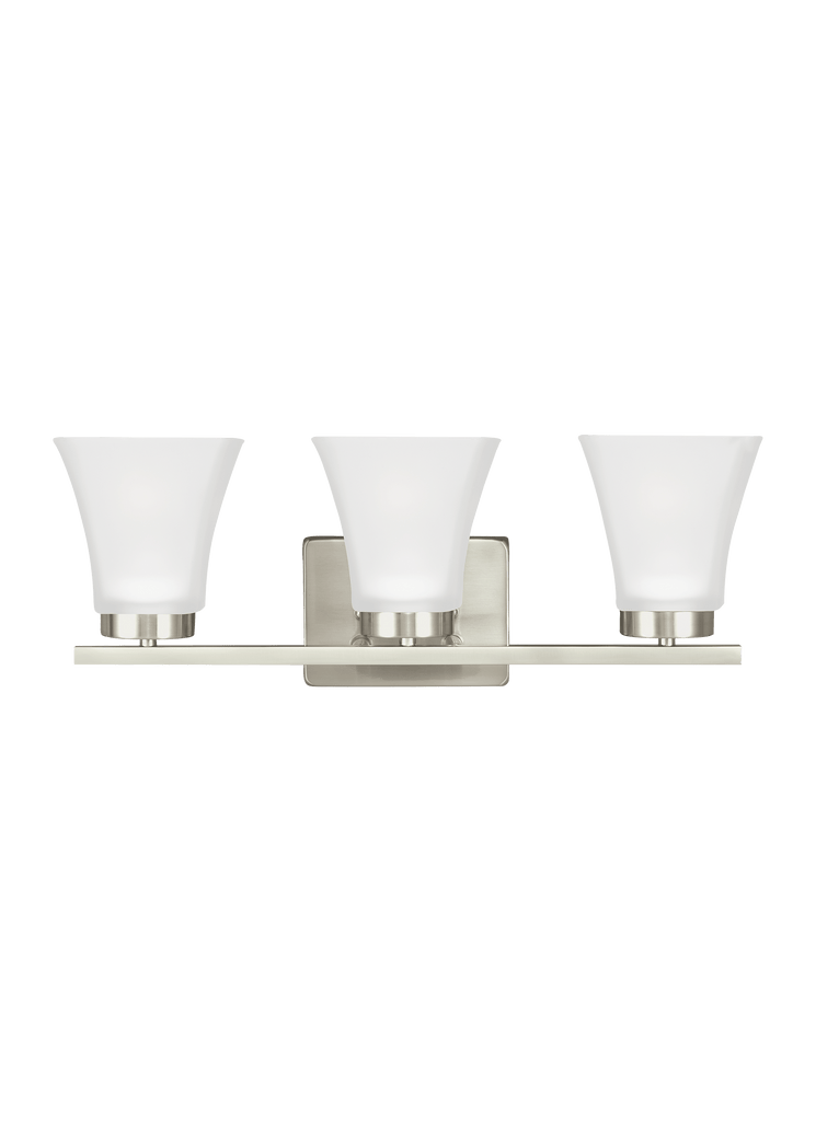 Bayfield Three Light Bath Vanity Fixture - Brushed Nickel Wall Sea Gull Lighting 