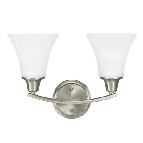 Metcalf Two Light Bath Vanity Fixture - Brushed Nickel Wall Sea Gull Lighting 