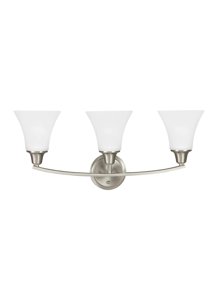 Metcalf Three Light Bath Vanity Fixture - Brushed Nickel Wall Sea Gull Lighting 