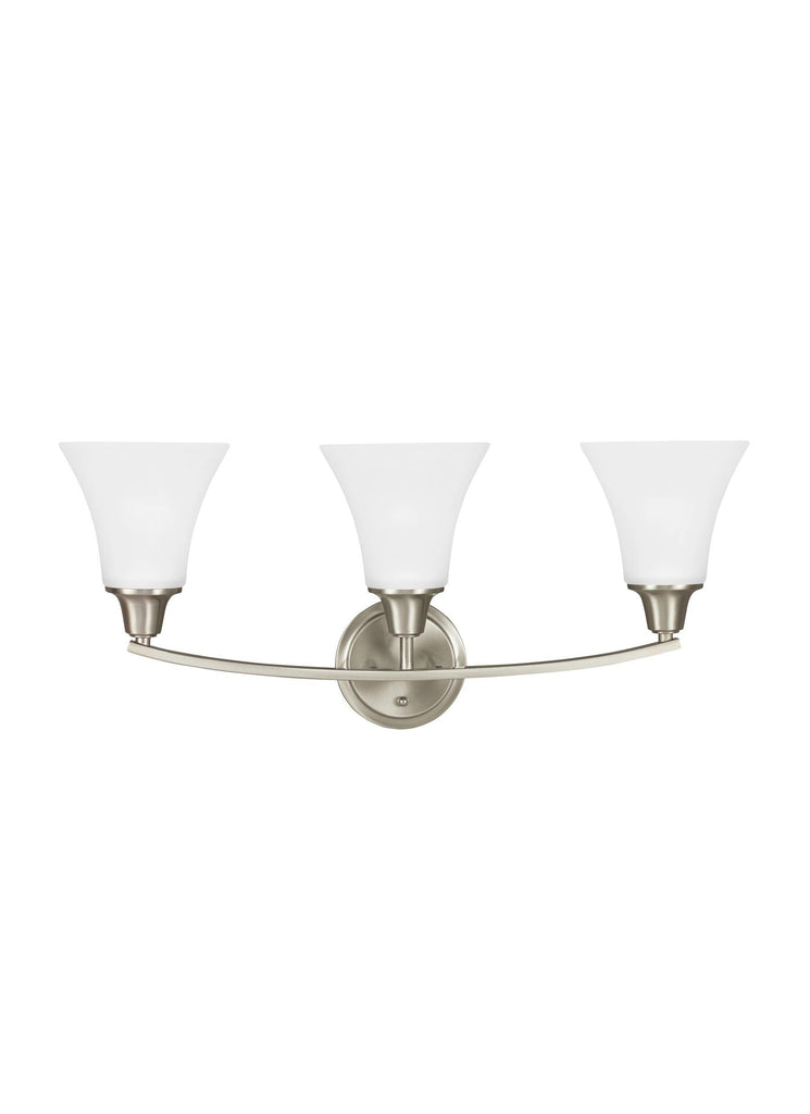 Metcalf Three Light Bath Vanity LED Fixture - Brushed Nickel Wall Sea Gull Lighting 