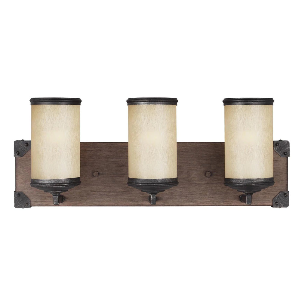 Dunning Three Light Bath Vanity Fixture - Stardust / Cerused Oak Wall Sea Gull Lighting 