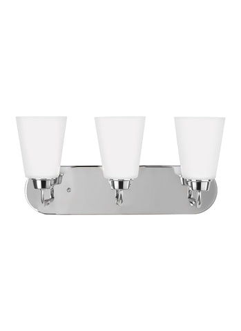 Kerrville Three Light Bath Vanity LED Fixture - Chrome Wall Sea Gull Lighting 