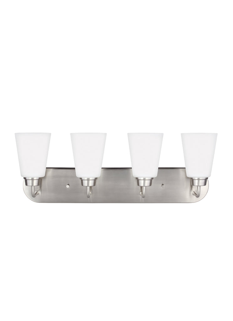 Kerrville Four Light Bath Vanity Fixture - Brushed Nickel Wall Sea Gull Lighting 