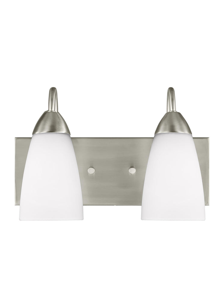 Seville Two Light Bath Vanity LED Fixture - Brushed Nickel Wall Sea Gull Lighting 