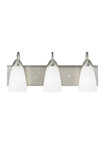 Seville Three Light Bath Vanity LED Fixture - Brushed Nickel Wall Sea Gull Lighting 