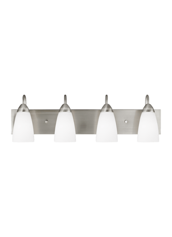 Seville Four Light Bath Vanity Fixture - Brushed Nickel Wall Sea Gull Lighting 