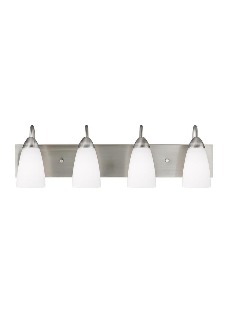 Seville Four Light Bath Vanity LED Fixture - Brushed Nickel Wall Sea Gull Lighting 